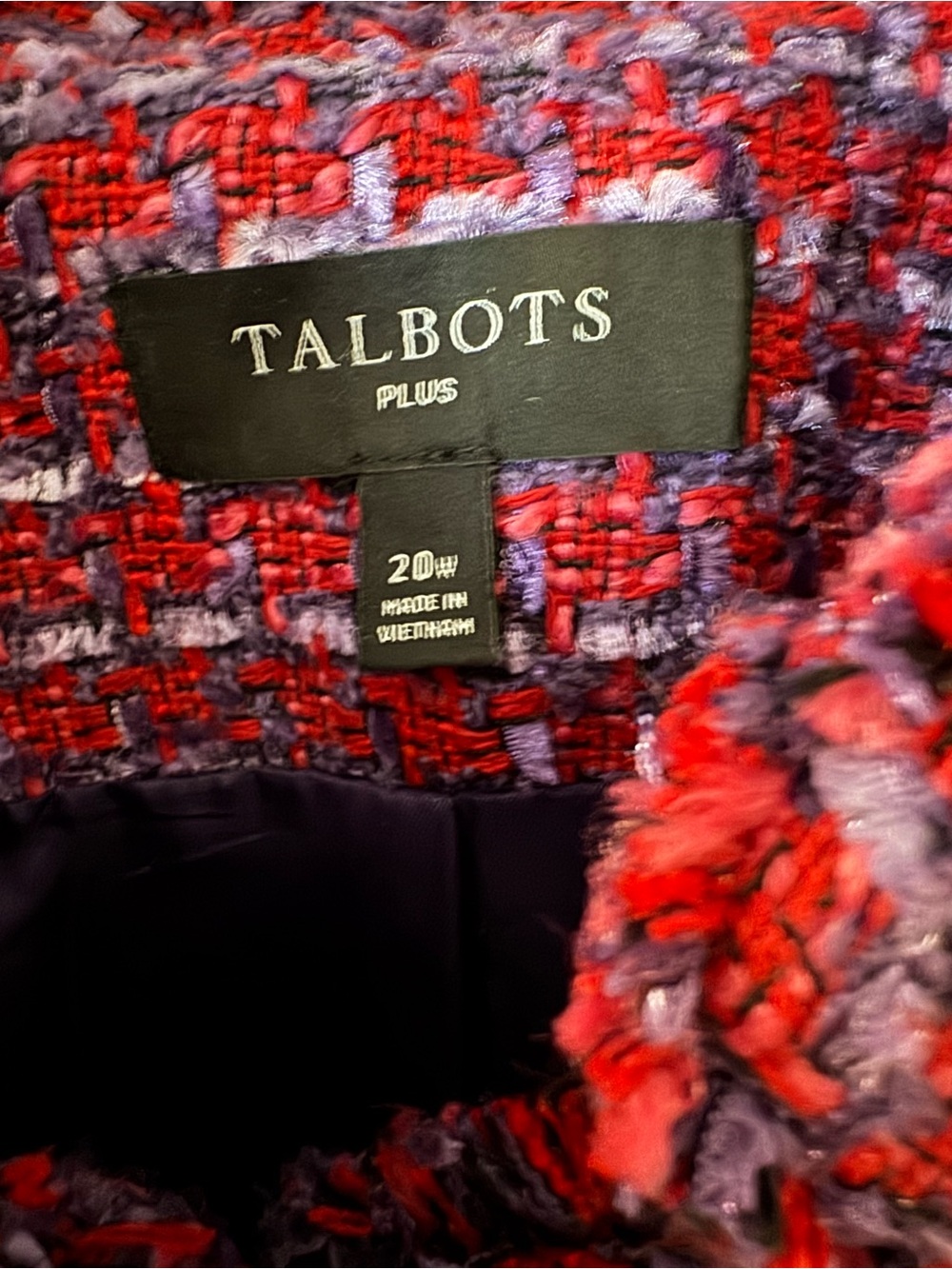Talbots Red Tweed Collarless Button Jacket with Gold Buttons - Picture 3 of 5